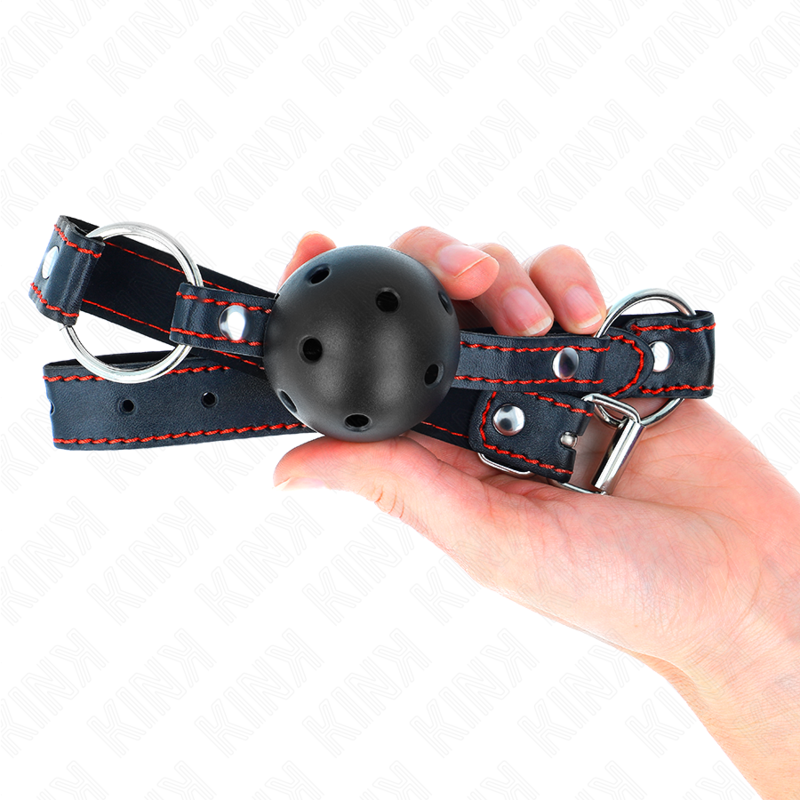 KINK - MORDAZA DE BOLA 4.5 CM NEGRA DURA HUECA MODELO 2 65 x 2.5 CM KINK COLLAR & GAG