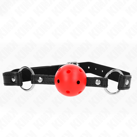 KINK - MORDAZA DE BOLA 4.5 CM ROJA DURA HUECA MODELO 1 63.5 X 2 CM KINK COLLAR & GAG