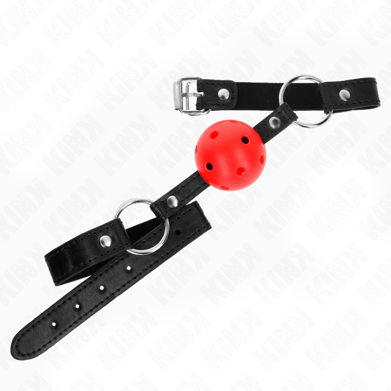 KINK - MORDAZA DE BOLA 4.5 CM ROJA DURA HUECA MODELO 1 63.5 X 2 CM KINK COLLAR & GAG