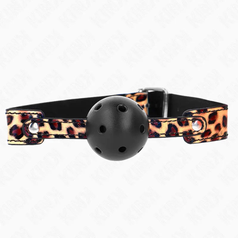 KINK - MORDAZA DE BOLA 4.5 CM TRANSPIRABLE LEOPARDO 65 x 2.5 CM KINK COLLAR & GAG