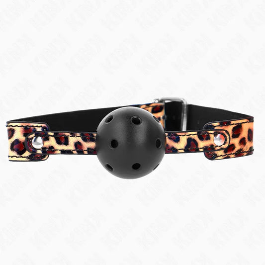 KINK - MORDAZA DE BOLA 4.5 CM TRANSPIRABLE LEOPARDO 65 x 2.5 CM KINK COLLAR & GAG