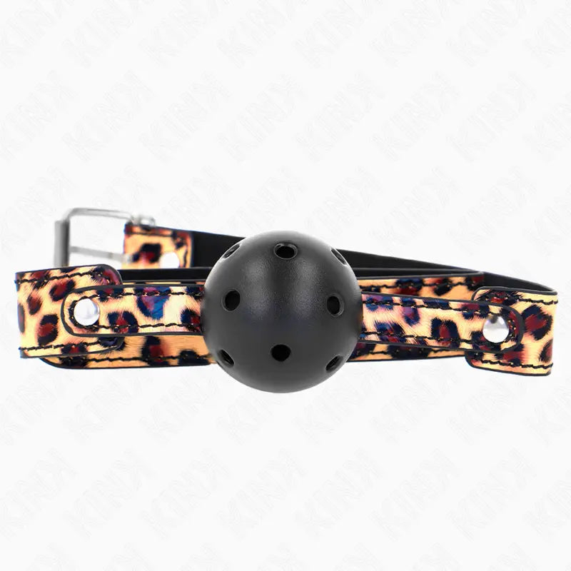KINK - MORDAZA DE BOLA 4.5 CM TRANSPIRABLE LEOPARDO 65 x 2.5 CM KINK COLLAR & GAG