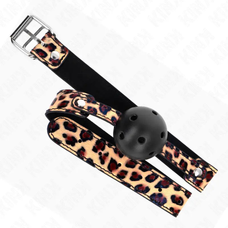 KINK - MORDAZA DE BOLA 4.5 CM TRANSPIRABLE LEOPARDO 65 x 2.5 CM KINK COLLAR & GAG