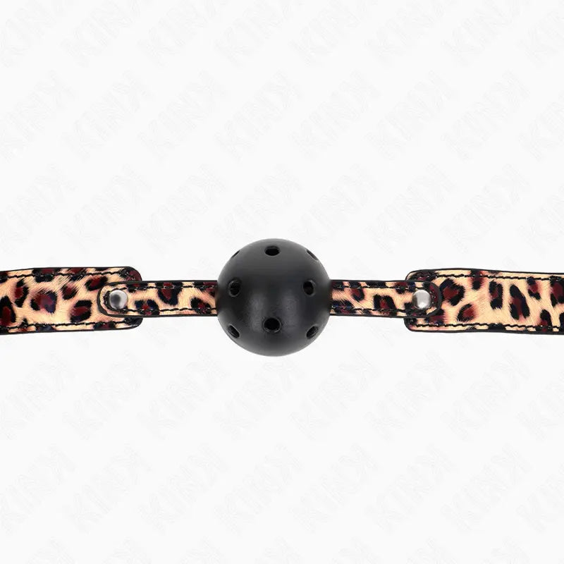 KINK - MORDAZA DE BOLA 4.5 CM TRANSPIRABLE LEOPARDO 65 x 2.5 CM KINK COLLAR & GAG