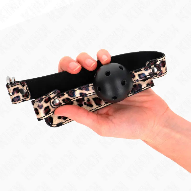 KINK - MORDAZA DE BOLA 4.5 CM TRANSPIRABLE LEOPARDO 65 x 2.5 CM KINK COLLAR & GAG