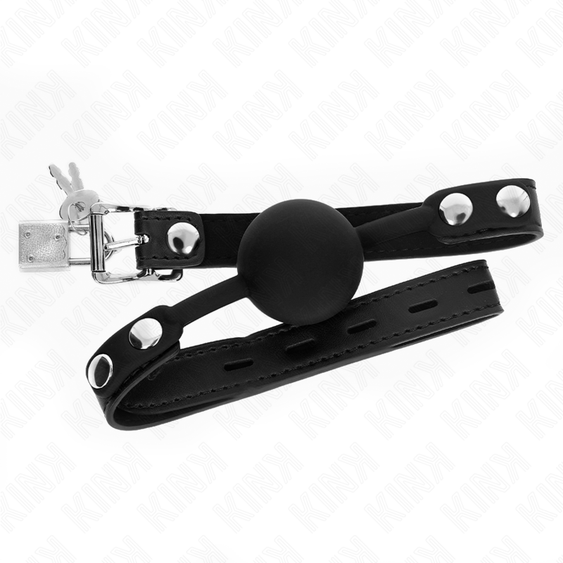 KINK - MORDAZA DE BOLA 4 CM DE SILICONA MODELO 1 CON CANDADO 60 x 2 CM KINK COLLAR & GAG
