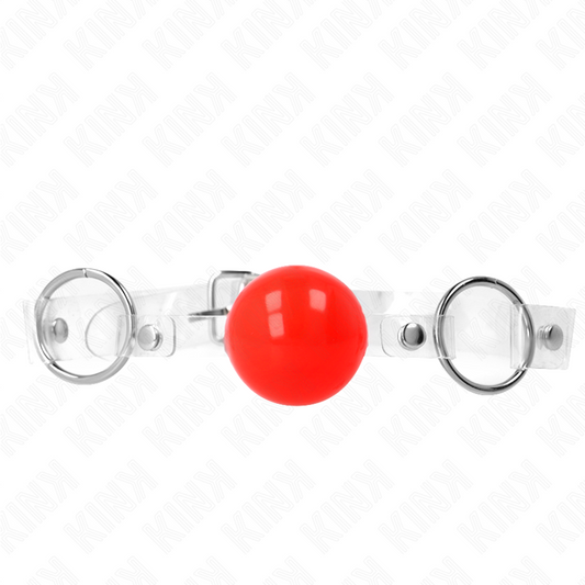 KINK - MORDAZA DE BOLA ROJA DE PVC TRANSPARENTE AJUSTABLE KINK COLLAR & GAG