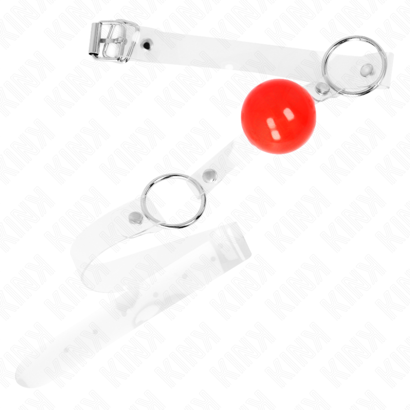 KINK - MORDAZA DE BOLA ROJA DE PVC TRANSPARENTE AJUSTABLE KINK COLLAR & GAG