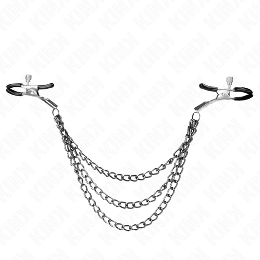 KINK - PINZAS PARA PEZONES CON TRIPLE CADENA NEGRO 20/23/28 CM KINK NIPPLE GRIP