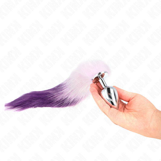 KINK - PLUG ANAL TALLA L 10 X 4 CM CON COLA SINTÉTICA 40 CM VIOLETA KINK PLEASURE PLUGS