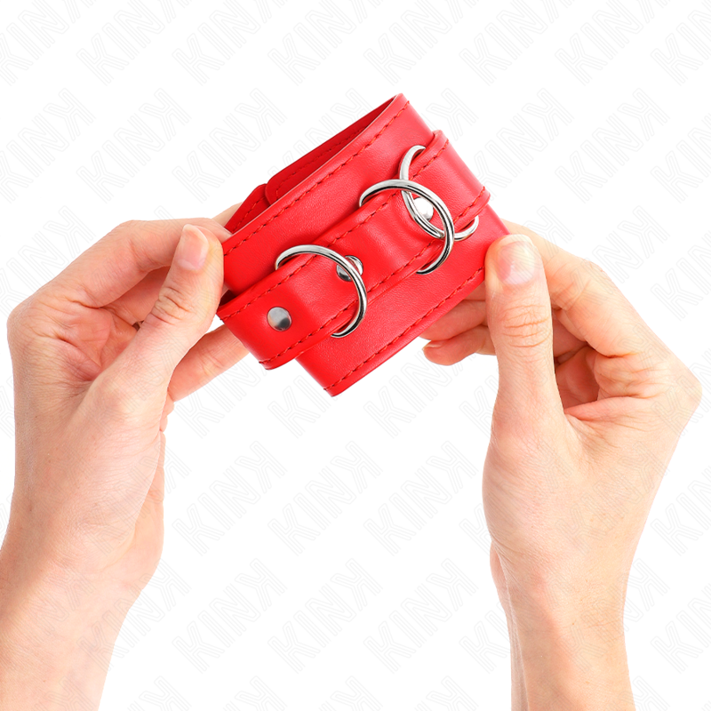KINK - MUÑEQUERAS CON 3 ANILLAS EN D AJUSTABLE ROJO 17.5-25 CM X 6 CM KINK WRIST RESTRAINT