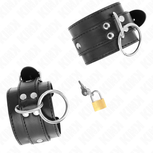 KINK - MUÑEQUERAS CON BLOQUEO DE CANDADO EN ANILLAS NEGRO AJUSTABLE 20-28 CM X 5.5 CM KINK WRIST RESTRAINT