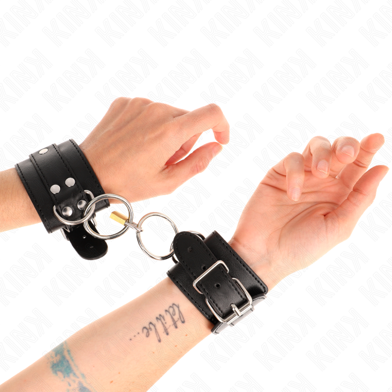 KINK - MUÑEQUERAS CON BLOQUEO DE CANDADO EN ANILLAS NEGRO AJUSTABLE 20-28 CM X 5.5 CM KINK WRIST RESTRAINT