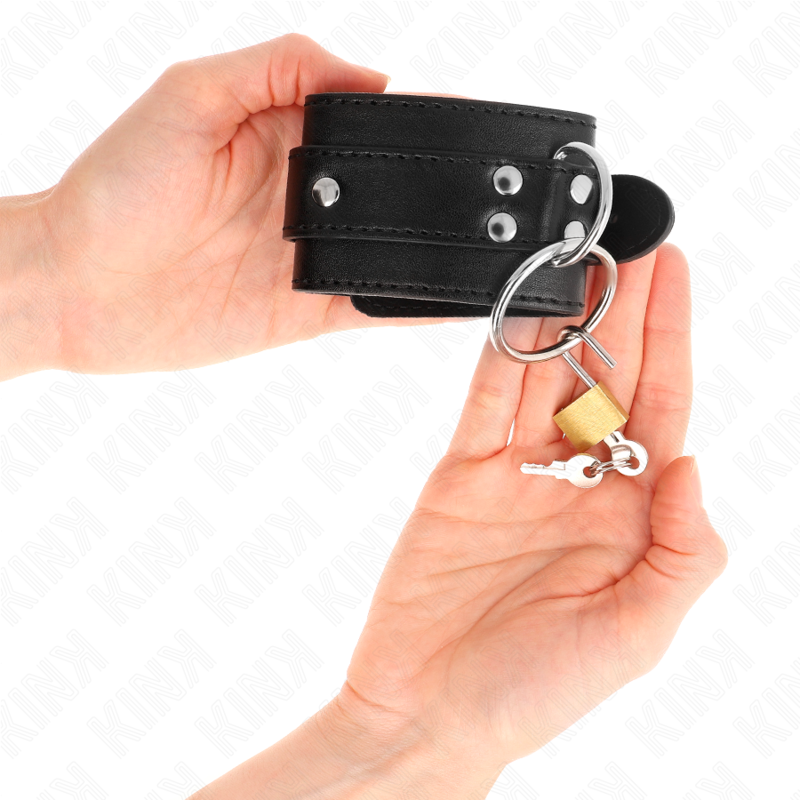 KINK - MUÑEQUERAS CON BLOQUEO DE CANDADO EN ANILLAS NEGRO AJUSTABLE 20-28 CM X 5.5 CM KINK WRIST RESTRAINT