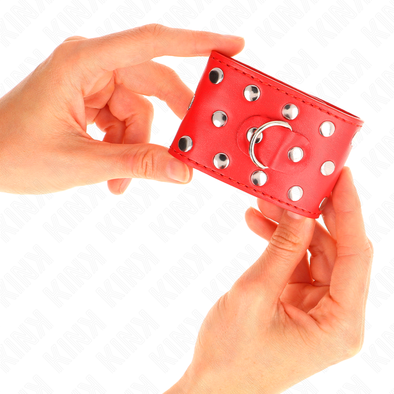 KINK - MUÑEQUERAS CON CIERRE A PRESIÓN LLENO DE TACHUELAS AJUSTABLE ROJO 19-24 CM X 5.5 CM KINK WRIST RESTRAINT