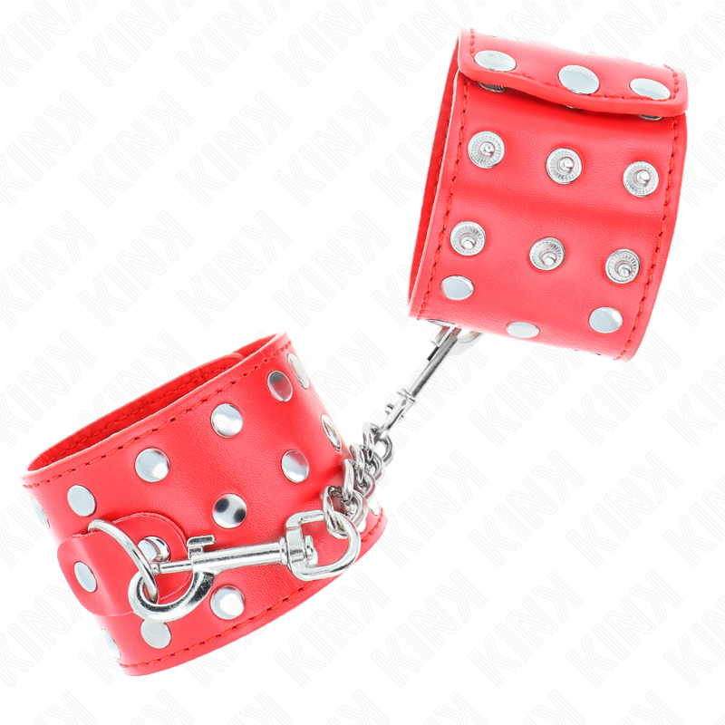 KINK - MUÑEQUERAS CON CIERRE A PRESIÓN LLENO DE TACHUELAS AJUSTABLE ROJO 19-24 CM X 5.5 CM KINK WRIST RESTRAINT