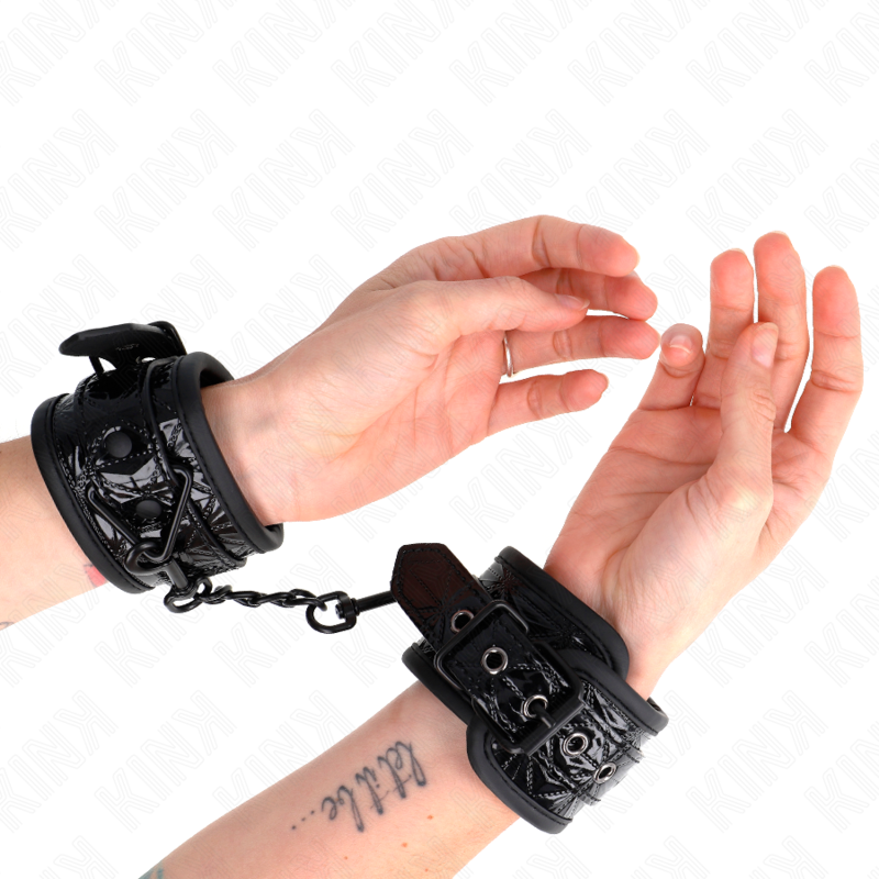KINK - MUÑEQUERAS CON PATRÓN DE DIAMANTES NEGRO AJUSTABLE 17-26 CM X 5.5 CM KINK WRIST RESTRAINT