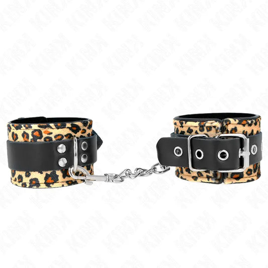 KINK - MUÑEQUERAS DE CUERO ESTILO LEOPARDO AJUSTABLE 18-29 CM X 5.5 CM KINK WRIST RESTRAINT