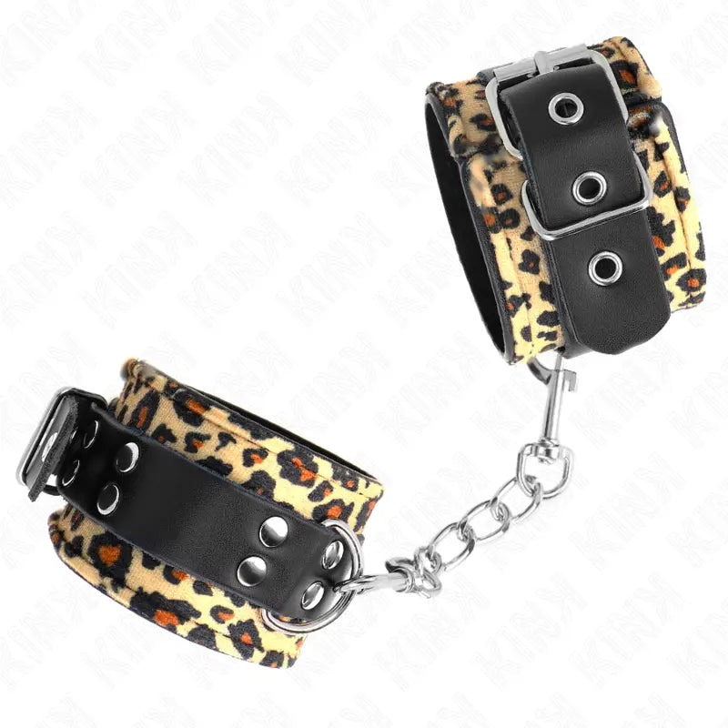 KINK - MUÑEQUERAS DE CUERO ESTILO LEOPARDO AJUSTABLE 18-29 CM X 5.5 CM KINK WRIST RESTRAINT