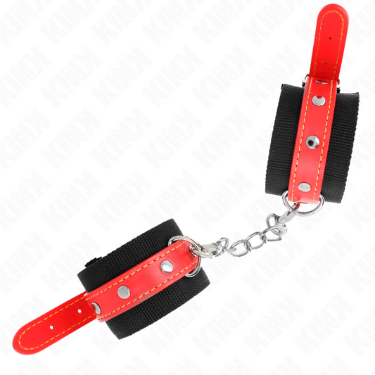KINK - MUÑEQUERAS DE NYLON NEGRO CON CORREA POLIPIEL ROJO AJUSTABLE 19-24 CM X 5.5 CM KINK WRIST RESTRAINT