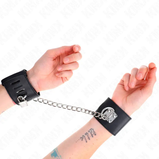KINK - MUÑEQUERAS FIJAS CON CADENA 30 CM Y CIERRE CANDADO NEGRO AJUSTABLE 16-23 CM X 5.5 CM KINK WRIST RESTRAINT