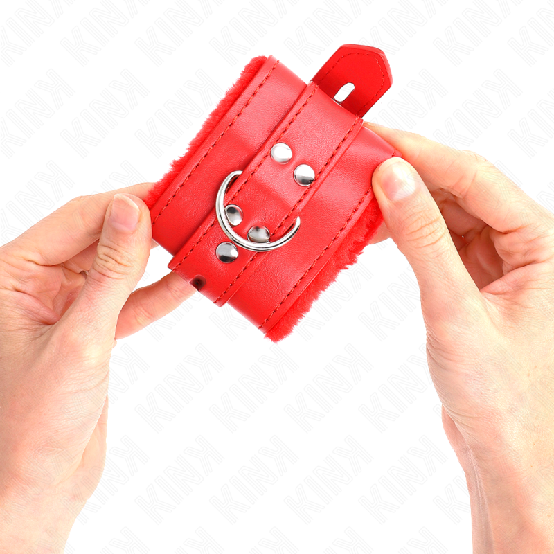 KINK - MUÑEQUERAS FORRADAS CON AGUJEROS CUADRADOS ROJO Y CORREA ROJO AJUSTABLE 17-29 CM X 6 CM KINK WRIST RESTRAINT