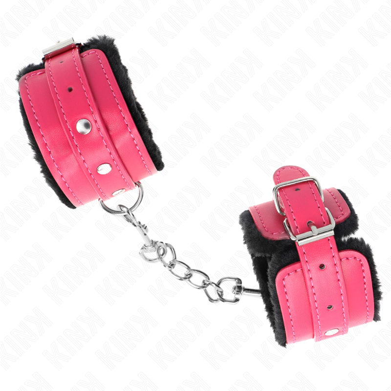 KINK - MUÑEQUERAS FORRADAS PREMIUM NEGRO CON CORREA FUCSIA AJUSTABLE 17-29 CM X 6 CM KINK WRIST RESTRAINT