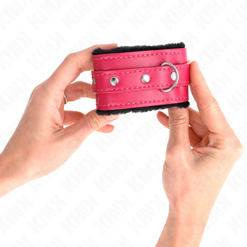 KINK - MUÑEQUERAS FORRADAS PREMIUM NEGRO CON CORREA FUCSIA AJUSTABLE 17-29 CM X 6 CM KINK WRIST RESTRAINT
