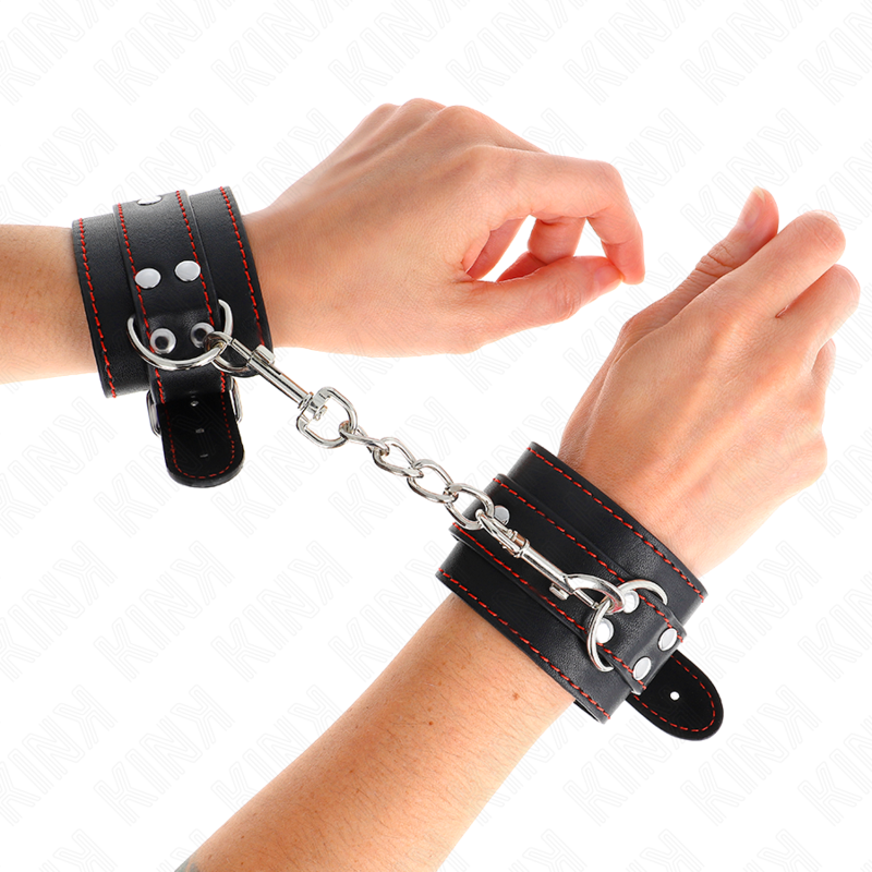 KINK - MUÑEQUERAS NEGRO CON DETALLES EN ROJO AJUSTABLE 20-28 CM X 5.5 CM KINK WRIST RESTRAINT