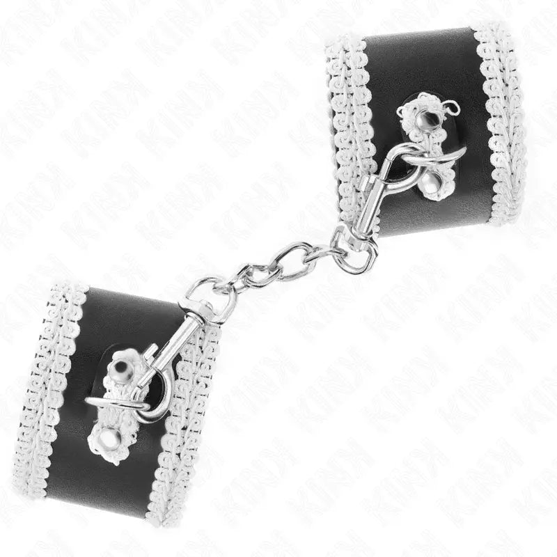 KINK - MUÑEQUERAS NEGRO CON ENCAJE DECORATIVO BLANCO AJUSTABLE 20-23 CM X 5.5 CM KINK WRIST RESTRAINT