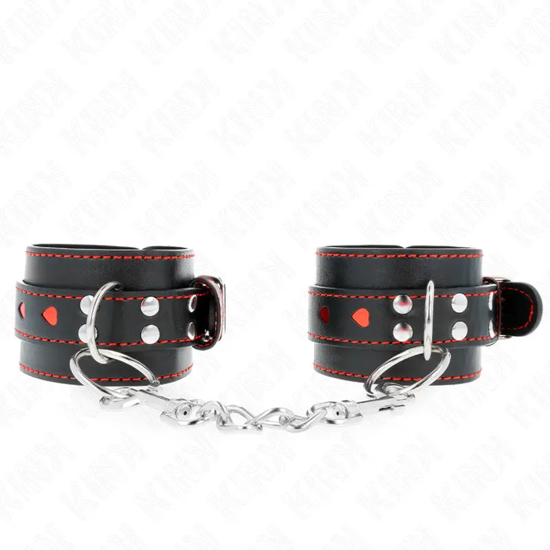 KINK - MUÑEQUERAS NEGRO CON INCRUSTACIÓN DE CORAZÓN ROJO AJUSTABLE 21-28 CM X 5.5 CM KINK WRIST RESTRAINT