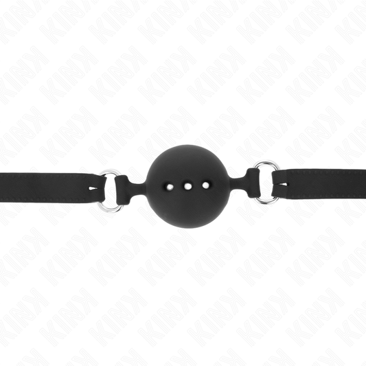 KINK - MORDAZA 55 x 2 CM DE BOLA 4.5 CM DE SILICONA COMPLETA TALLA M NEGRO AJUSTABLE 35-51 CM KINK COLLAR & GAG