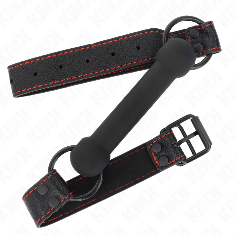KINK - MORDAZA FORMA DE HUESO CON CORREA POLIPIEL NEGRO AJUSTABLE 41-57 CM KINK COLLAR & GAG