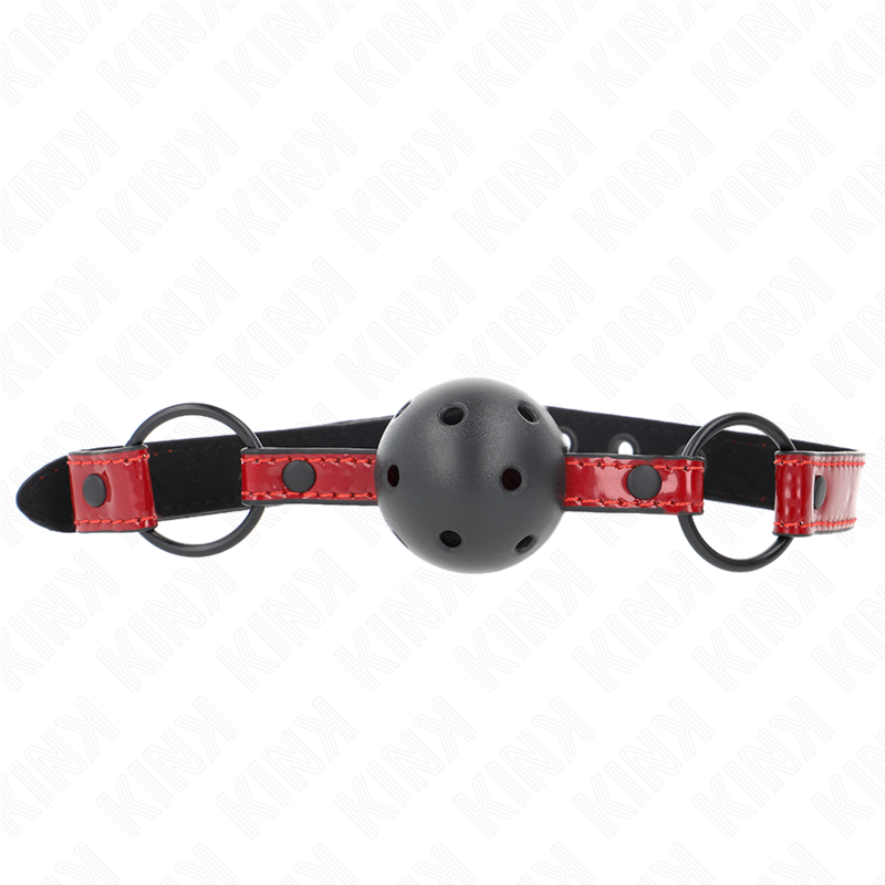 KINK - MORDAZA DE BOLA 4.5 CM DE POLIPIEL BRILLANTE 63.5 X 2 CM AJUSTABLE 41 X 59 CM KINK COLLAR & GAG