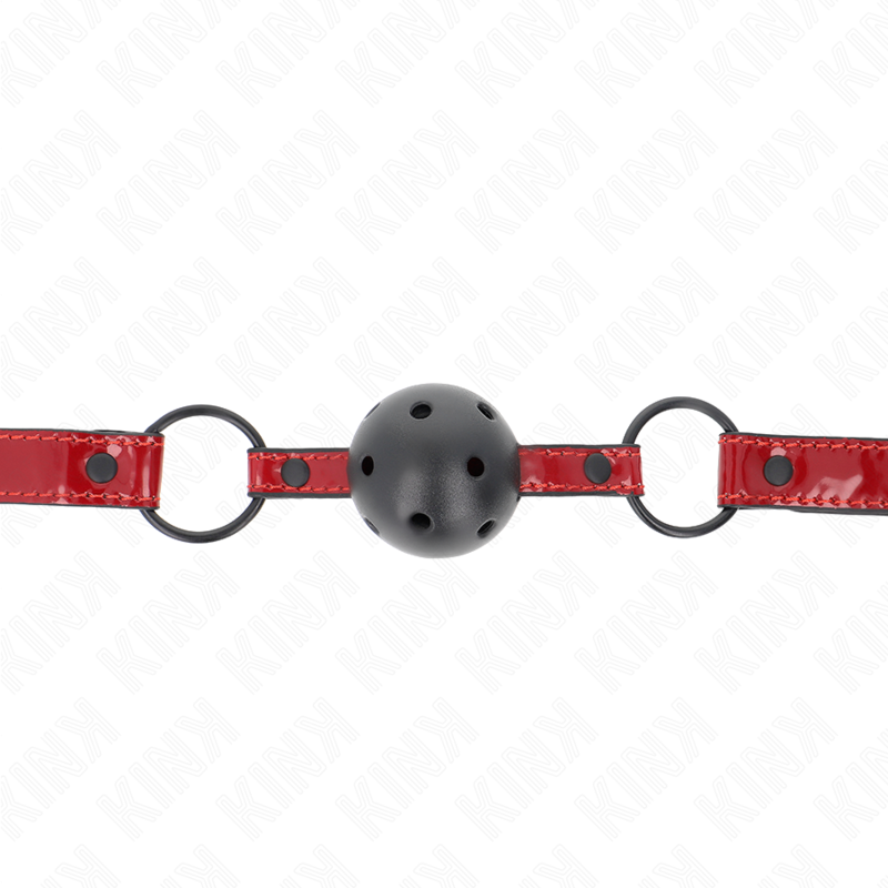 KINK - MORDAZA DE BOLA 4.5 CM DE POLIPIEL BRILLANTE 63.5 X 2 CM AJUSTABLE 41 X 59 CM KINK COLLAR & GAG