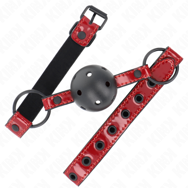 KINK - MORDAZA DE BOLA 4.5 CM DE POLIPIEL BRILLANTE 63.5 X 2 CM AJUSTABLE 41 X 59 CM KINK COLLAR & GAG