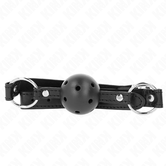 KINK - MORDAZA DE BOLA 4.5 CM NEGRA DURA HUECA MODELO 1 63.5 X 2 CM KINK COLLAR & GAG