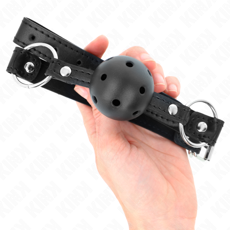 KINK - MORDAZA DE BOLA 4.5 CM NEGRA DURA HUECA MODELO 1 63.5 X 2 CM KINK COLLAR & GAG