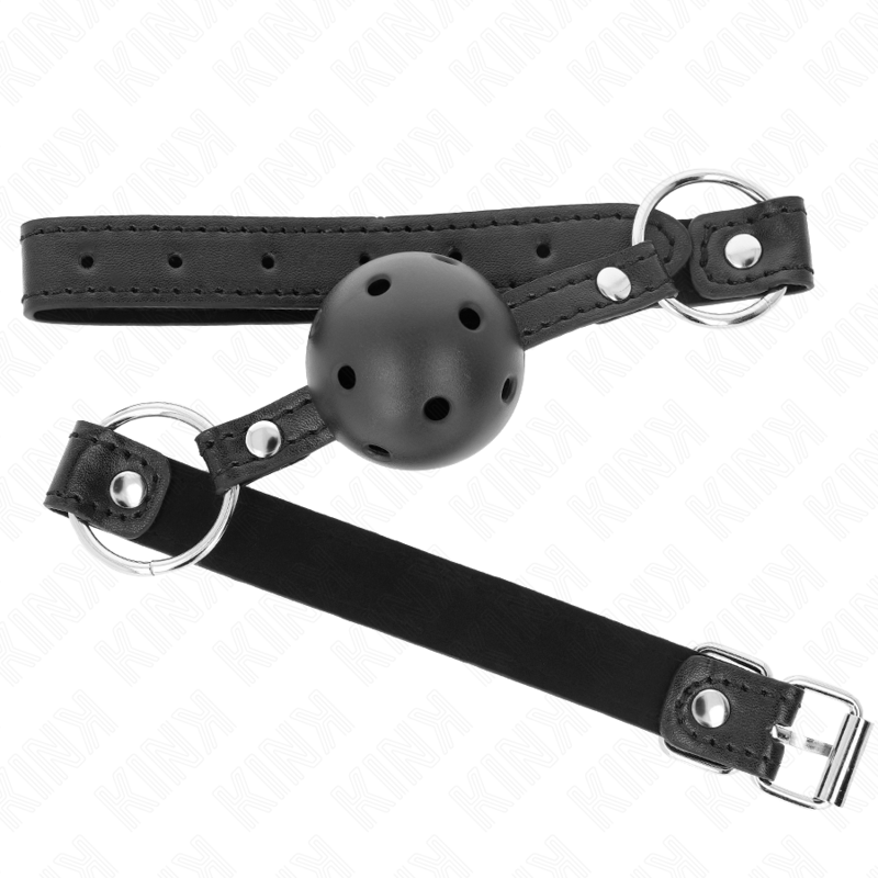KINK - MORDAZA DE BOLA 4.5 CM NEGRA DURA HUECA MODELO 1 63.5 X 2 CM KINK COLLAR & GAG