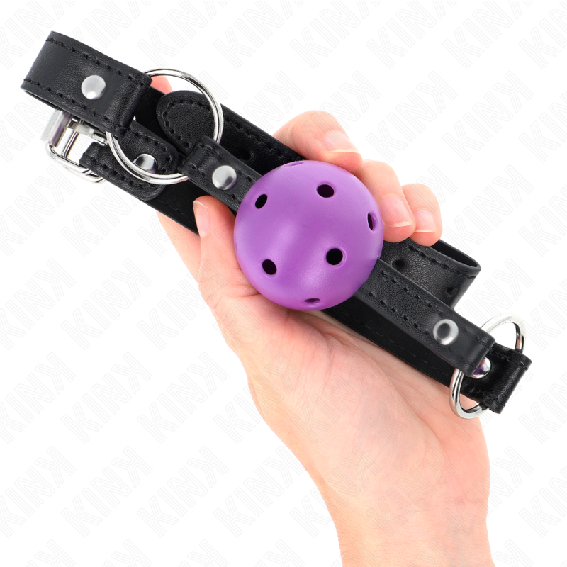 KINK - MORDAZA DE BOLA 4.5 CM MORADO DURA HUECA 63.5 X 2 CM KINK COLLAR & GAG