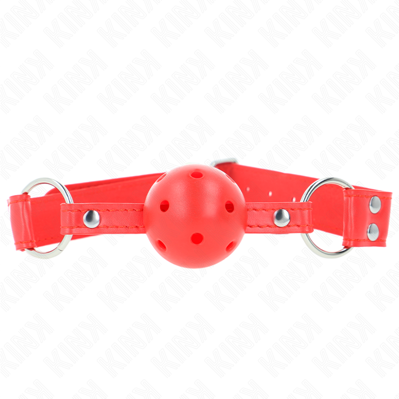 KINK - MORDAZA DE BOLA 4.5 CM DURA HUECA ROJO COMPLETA 62 x 2 CM KINK COLLAR & GAG