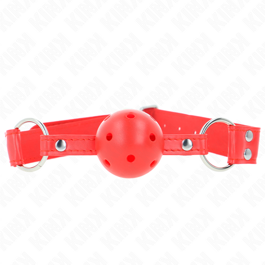 KINK - MORDAZA DE BOLA 4.5 CM DURA HUECA ROJO COMPLETA 62 x 2 CM KINK COLLAR & GAG