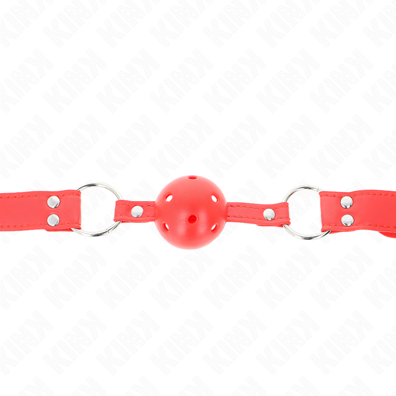 KINK - MORDAZA DE BOLA 4.5 CM DURA HUECA ROJO COMPLETA 62 x 2 CM KINK COLLAR & GAG