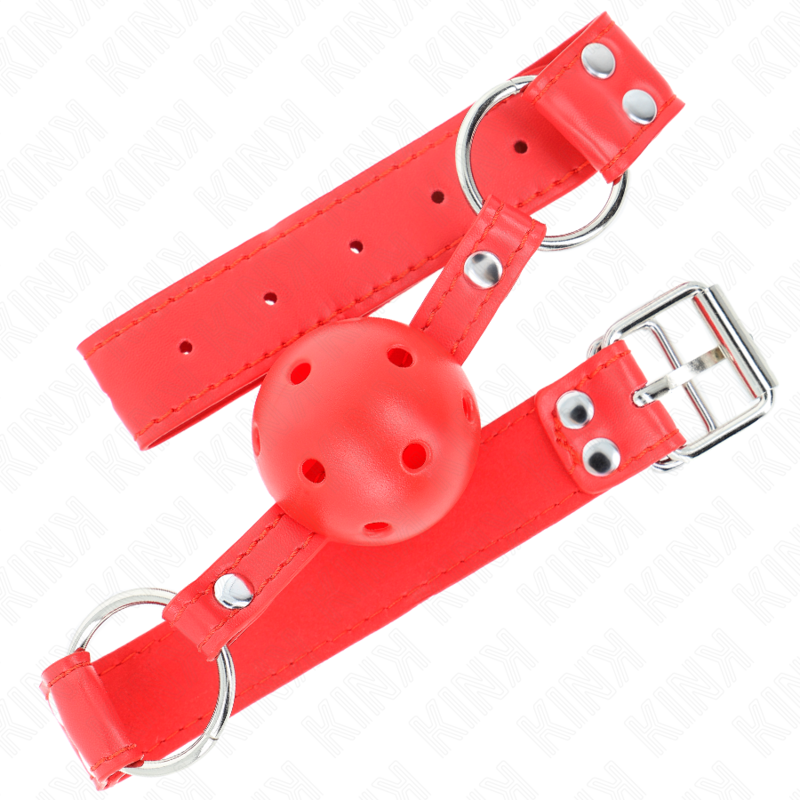KINK - MORDAZA DE BOLA 4.5 CM DURA HUECA ROJO COMPLETA 62 x 2 CM KINK COLLAR & GAG