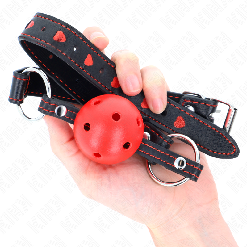 KINK - MORDAZA DE BOLA 4.5 CM ROJA DURA HUECA MODELO 2 65 x 2.5 CM KINK COLLAR & GAG