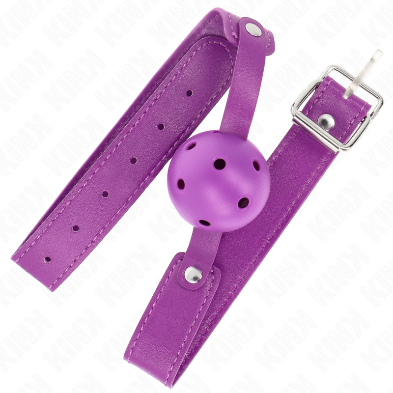 KINK - MORDAZA DE BOLA 4.5 CM TRANSPIRABLE MORADO 65 x 2.5 CM KINK COLLAR & GAG