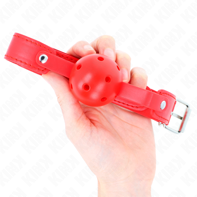 KINK - MORDAZA DE BOLA 4.5 CM TRANSPIRABLE ROJO 65 x 2.5 CM KINK COLLAR & GAG