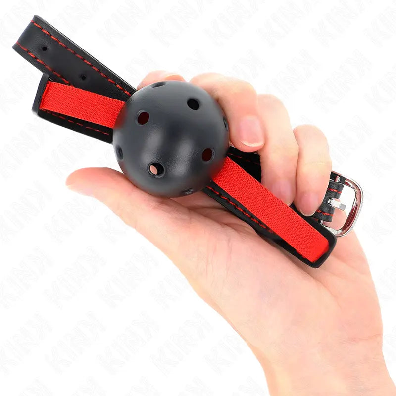 KINK - MORDAZA DE BOLA 4.5 CM DURA HUECA CON CINTURÓN ELÁSTICO 56 x 1.5 CM KINK COLLAR & GAG