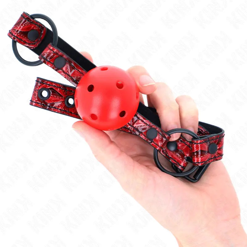 KINK - MORDAZA DE BOLA 4.5 CM CON PATRÓN DE DIAMANTE MODELO 1 64.5 CM AJUSTABLE 42- 60 CM KINK COLLAR & GAG