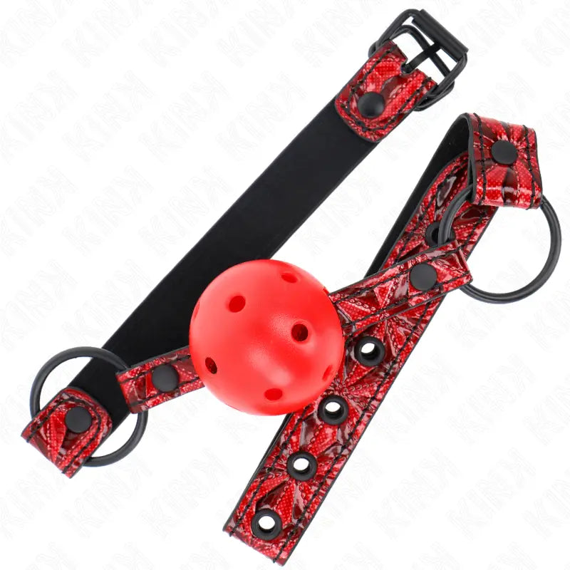 KINK - MORDAZA DE BOLA 4.5 CM CON PATRÓN DE DIAMANTE MODELO 1 64.5 CM AJUSTABLE 42- 60 CM KINK COLLAR & GAG